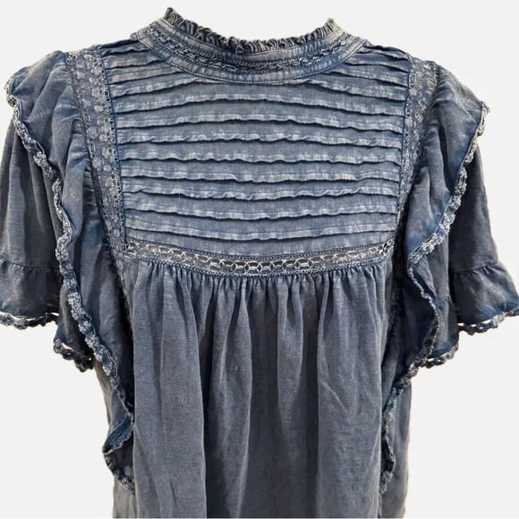 Free People | Le Femme Ruffled Crochet Top - 100%  Cotton - Romantic - Feminine - Picture 3 of 13